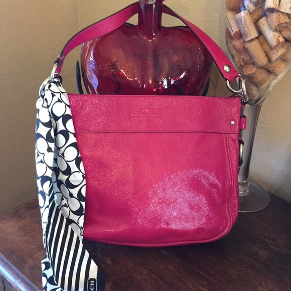 Coach Handbags - Coach Zoe textured patent leather bag with scarf